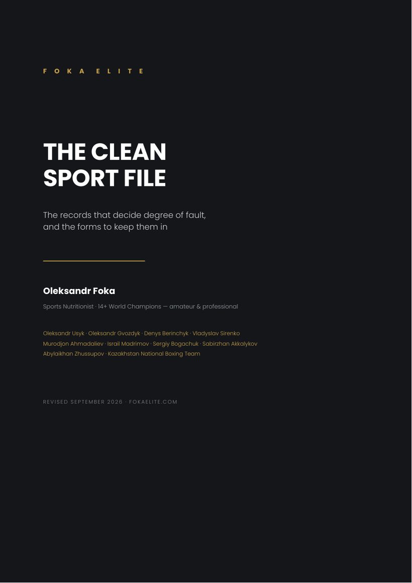 Cover of The Clean Sport File, a PDF by Oleksandr Foka